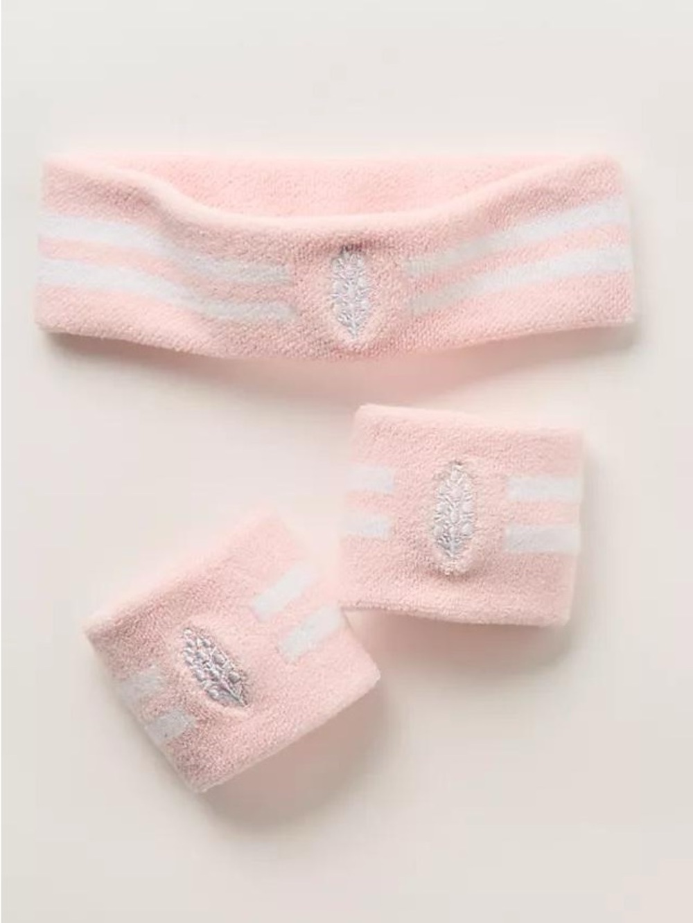 NWT FREE PEOPLE MOVEMENT Set Point Sweatband Set | Pink/White MSRP $28